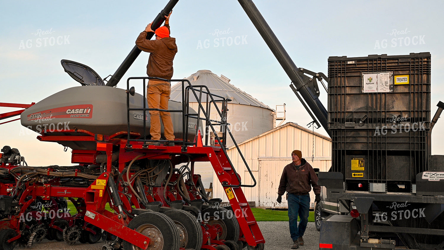 Farmer Climbing into Tractor Cab 25343