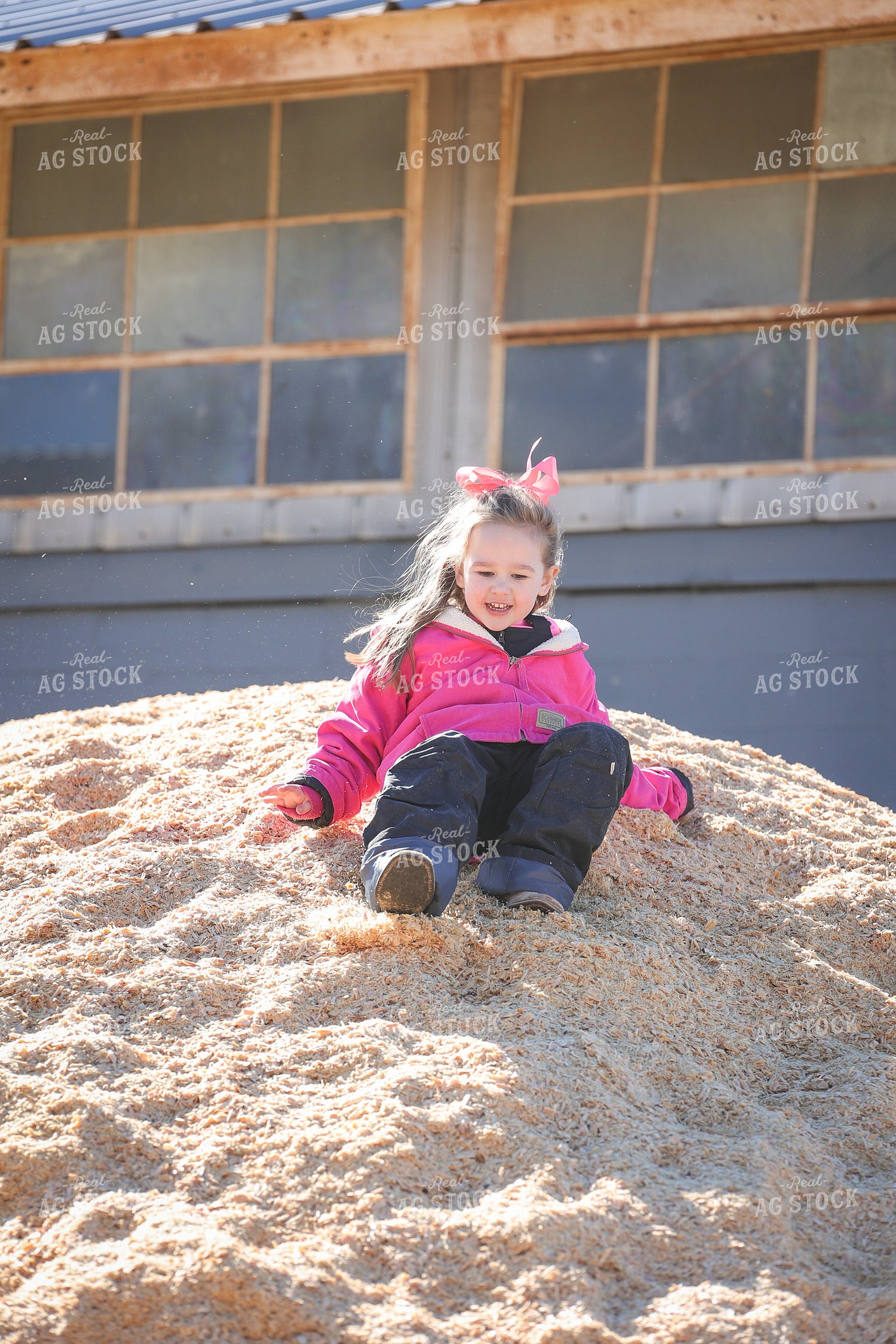 Farm Kids Playing on Bedding Pile 52334