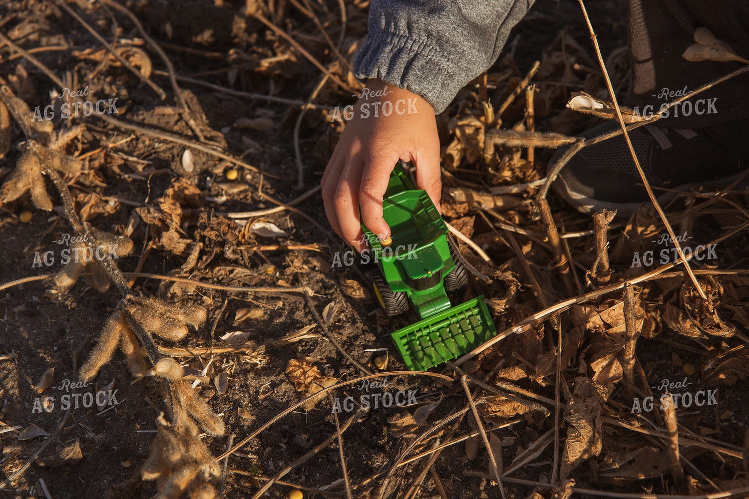 Farm Kid Driving Combine Toy in Field 67848