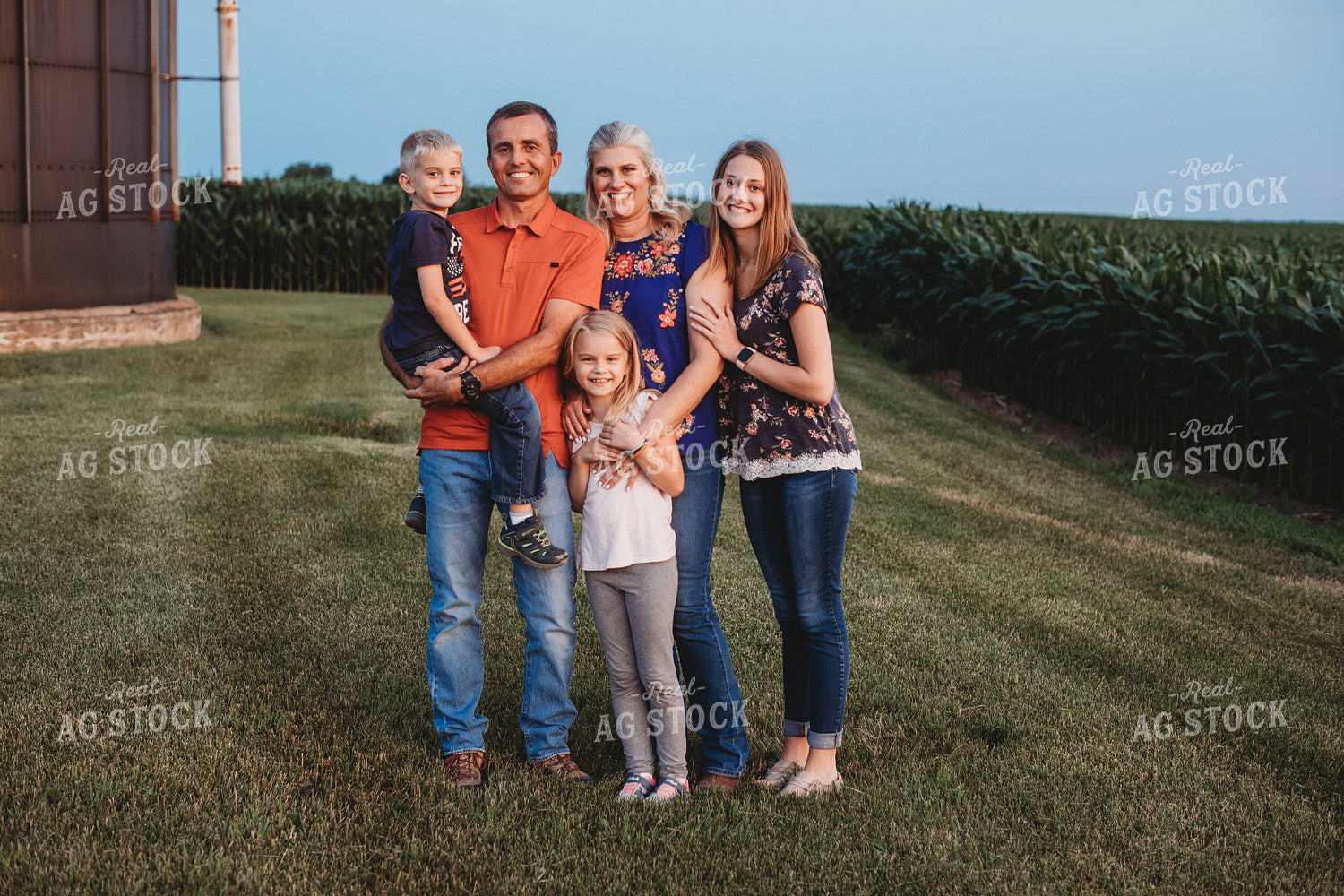 Farm Family Next to Corn Field 4630
