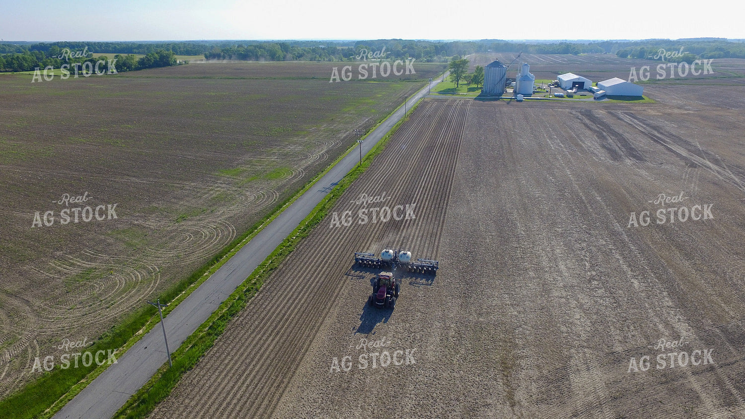Planting with Farm Yard in Background Drone 85004