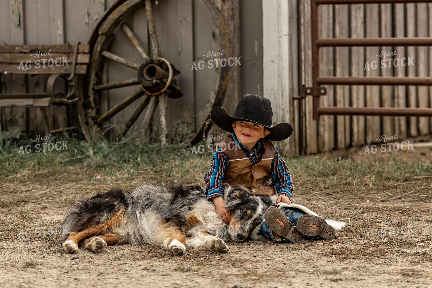 Ranch Kid with Farm Dog 188162