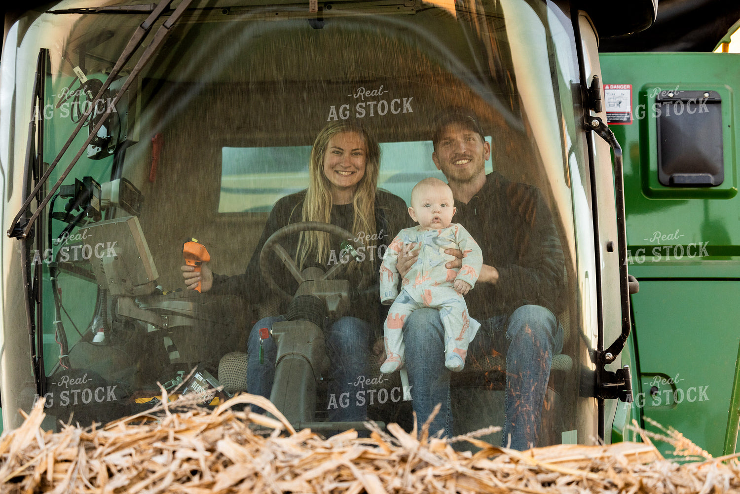 Farm Family in Combine Cab 93247