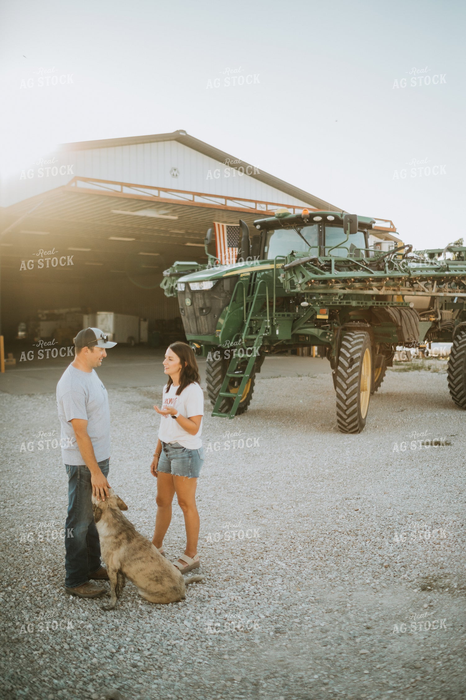 Farmer and Farm Wife Talking Outside Shop 6236