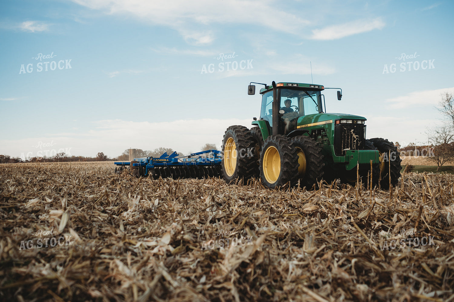 Tractor Disking Corn Field 3631