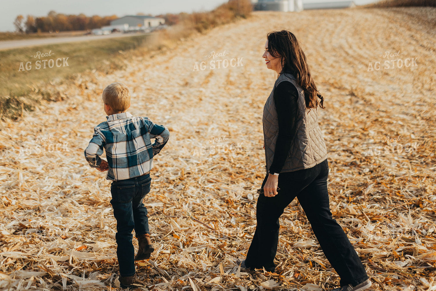 Farm Family Walking in Field 9459