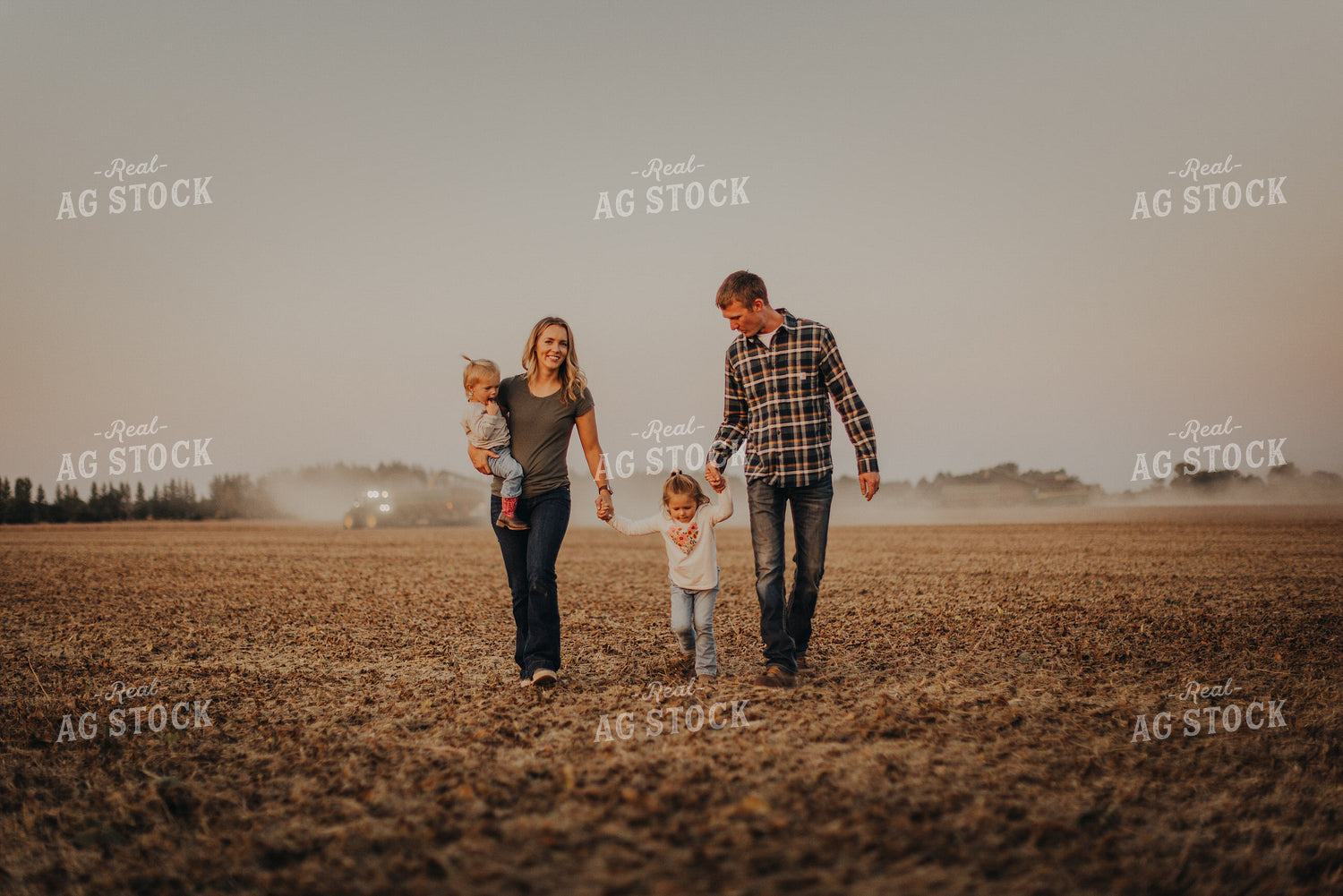 Farm Family Walking in Field 9275