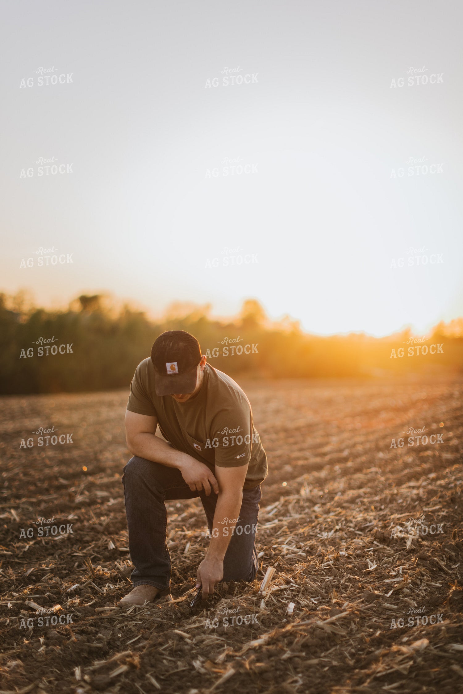 Farmer Checks Seed Depth After Planting 7717
