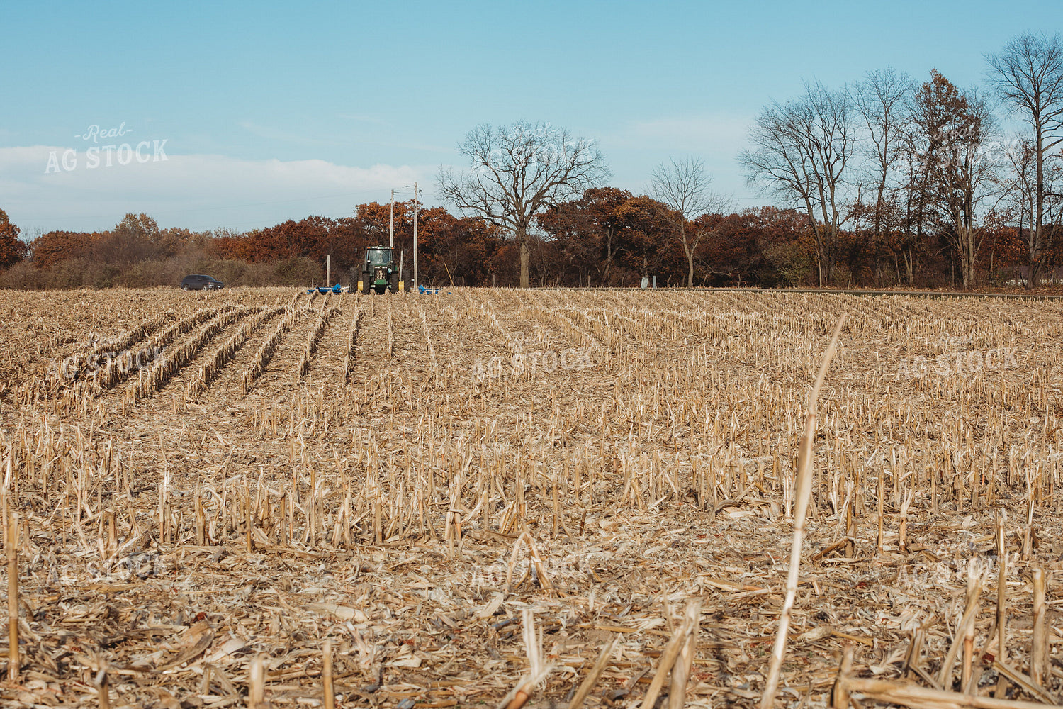 Tractor Disking Corn Field 3617