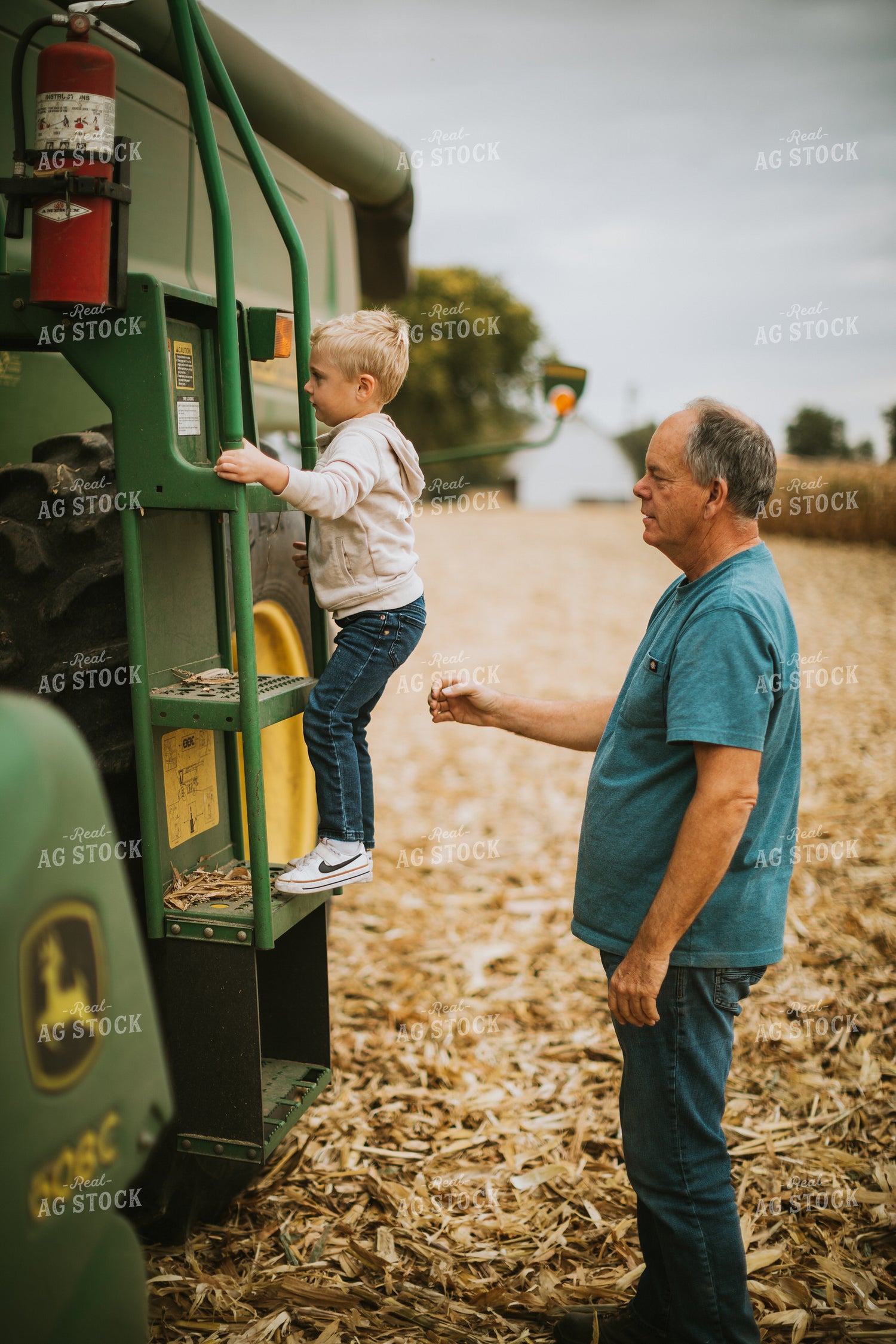 Farm Kid Getting in Combine 6673