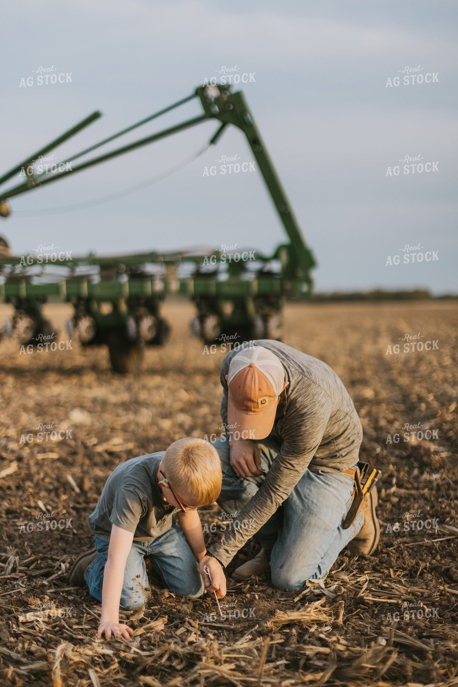 Farmer Checking Seed Depth with Son 8223