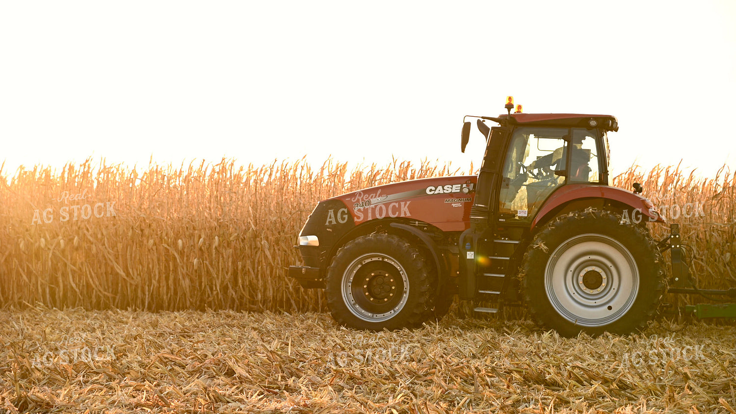 Tractor Driving through Field at Sunset 25781