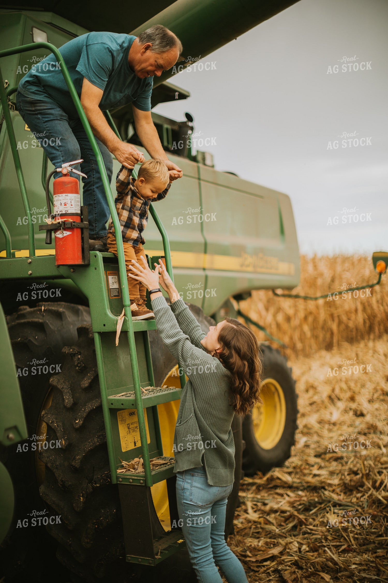 Farm Family Exiting Combine 6652