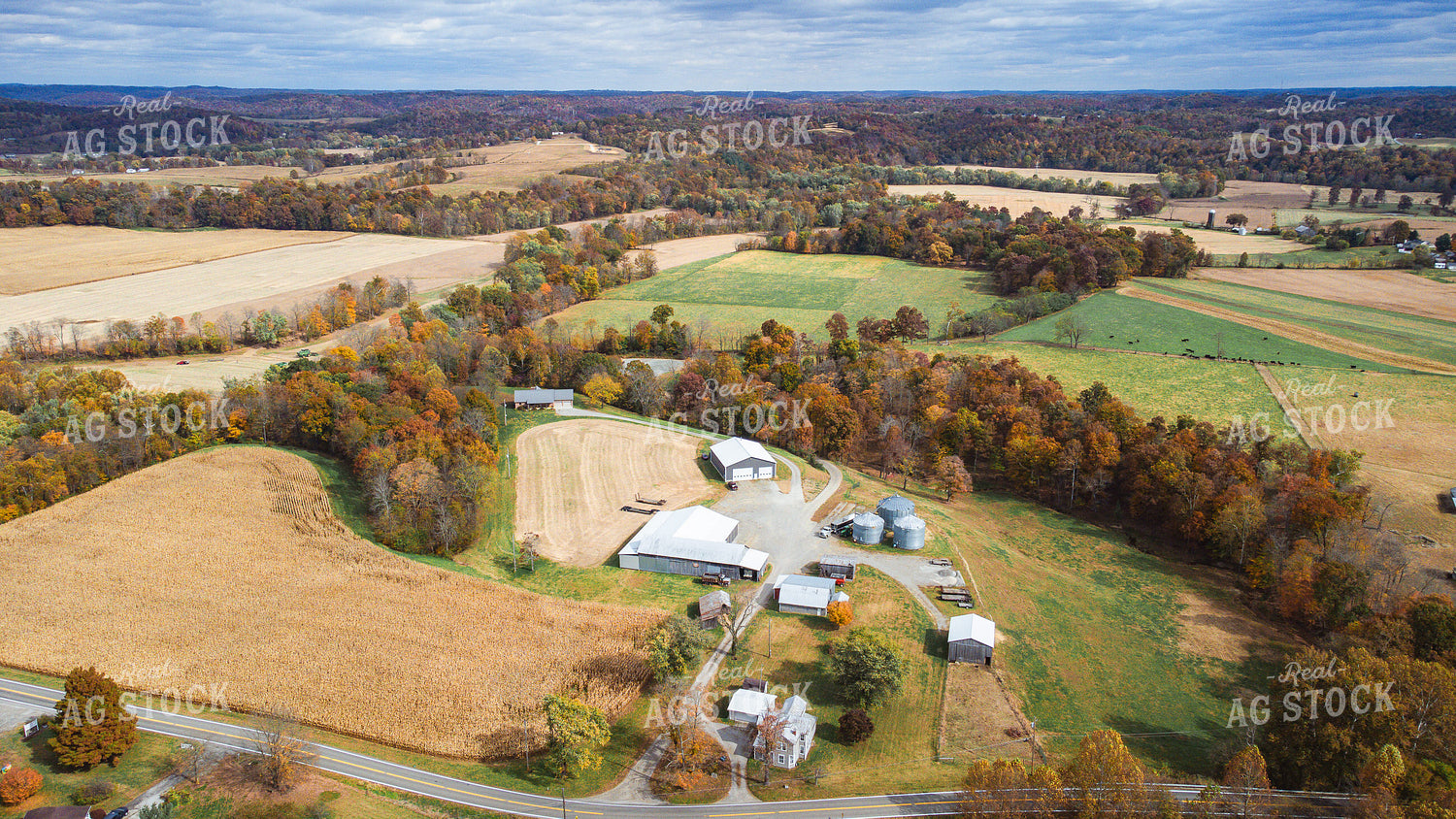Aerial of Farm in Fall 52643