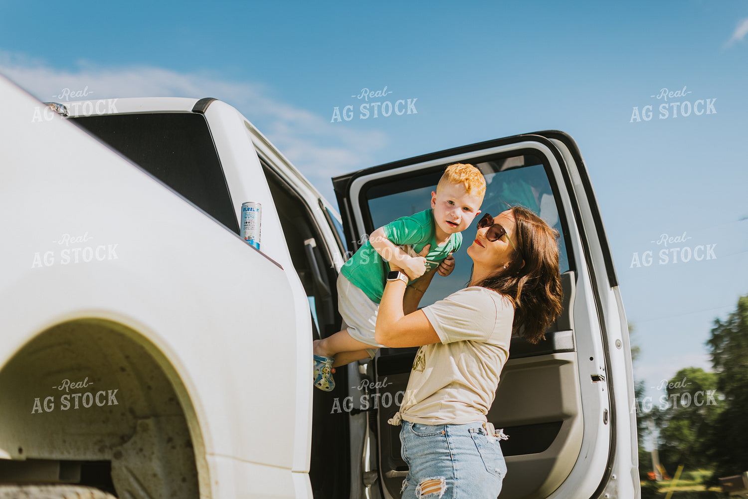 Farm Family Getting Out of Truck 8728
