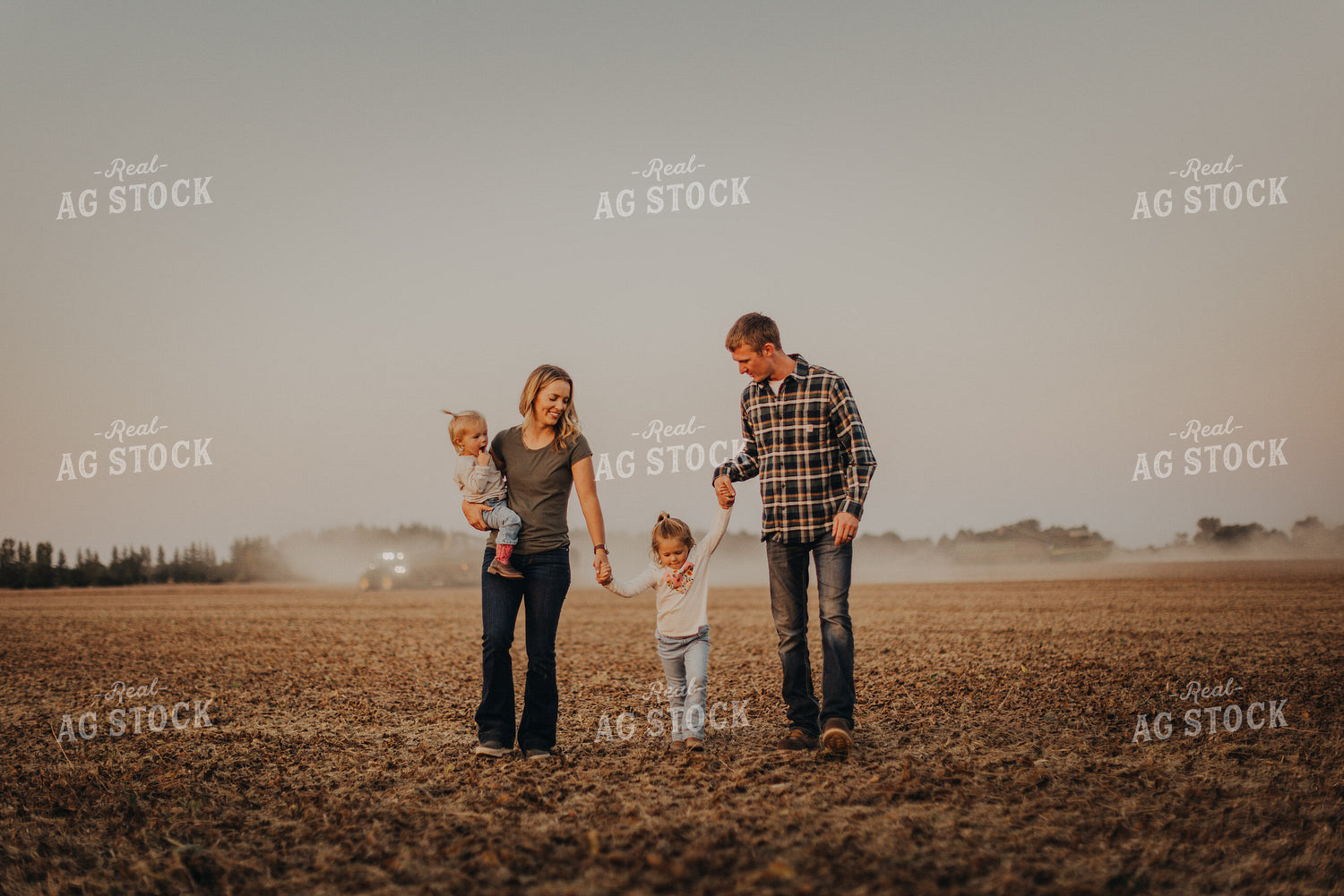 Farm Family Walking in Field 9276