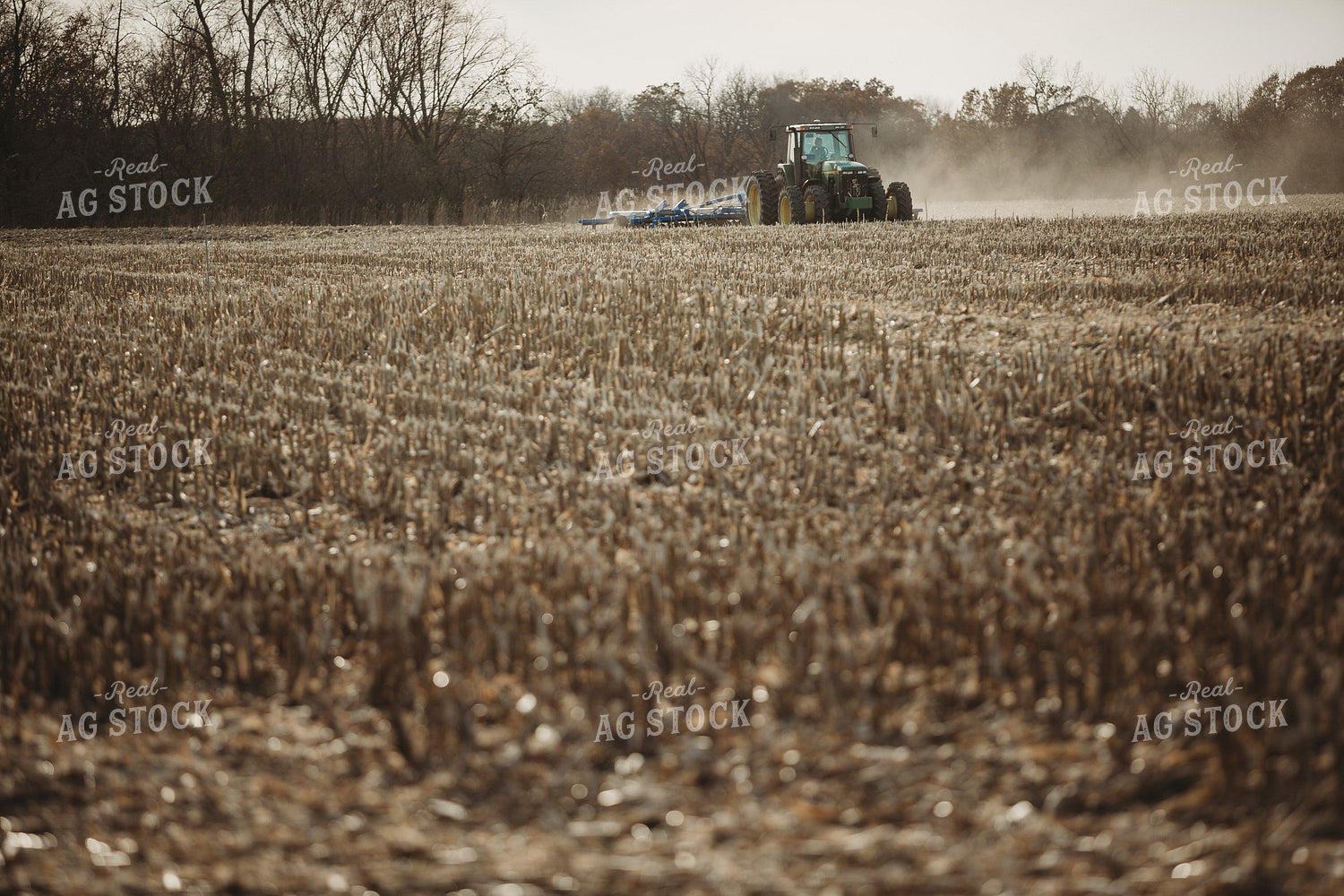Tractor Disking Corn Field 3611