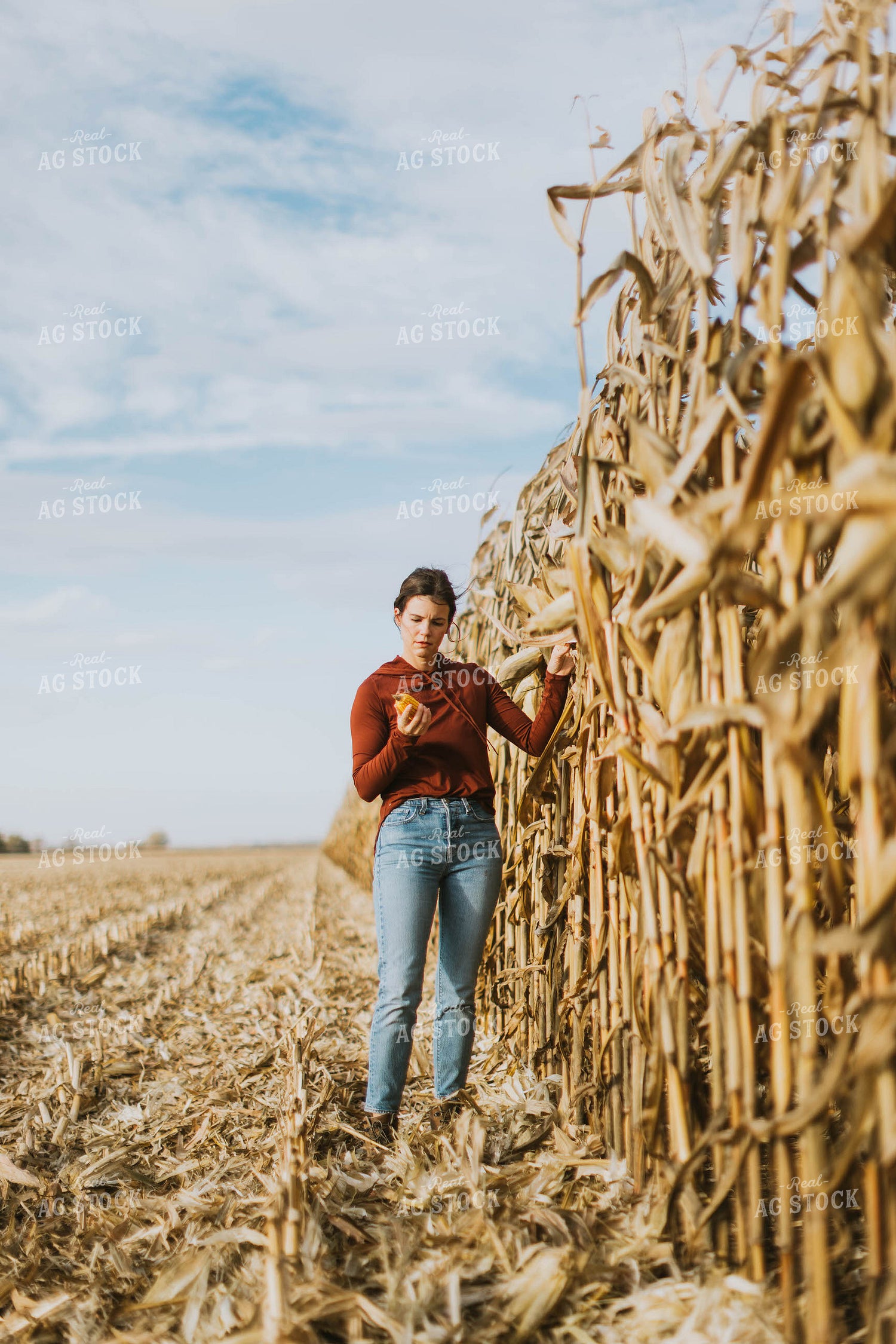 Female Farmer Checking Corn 8519