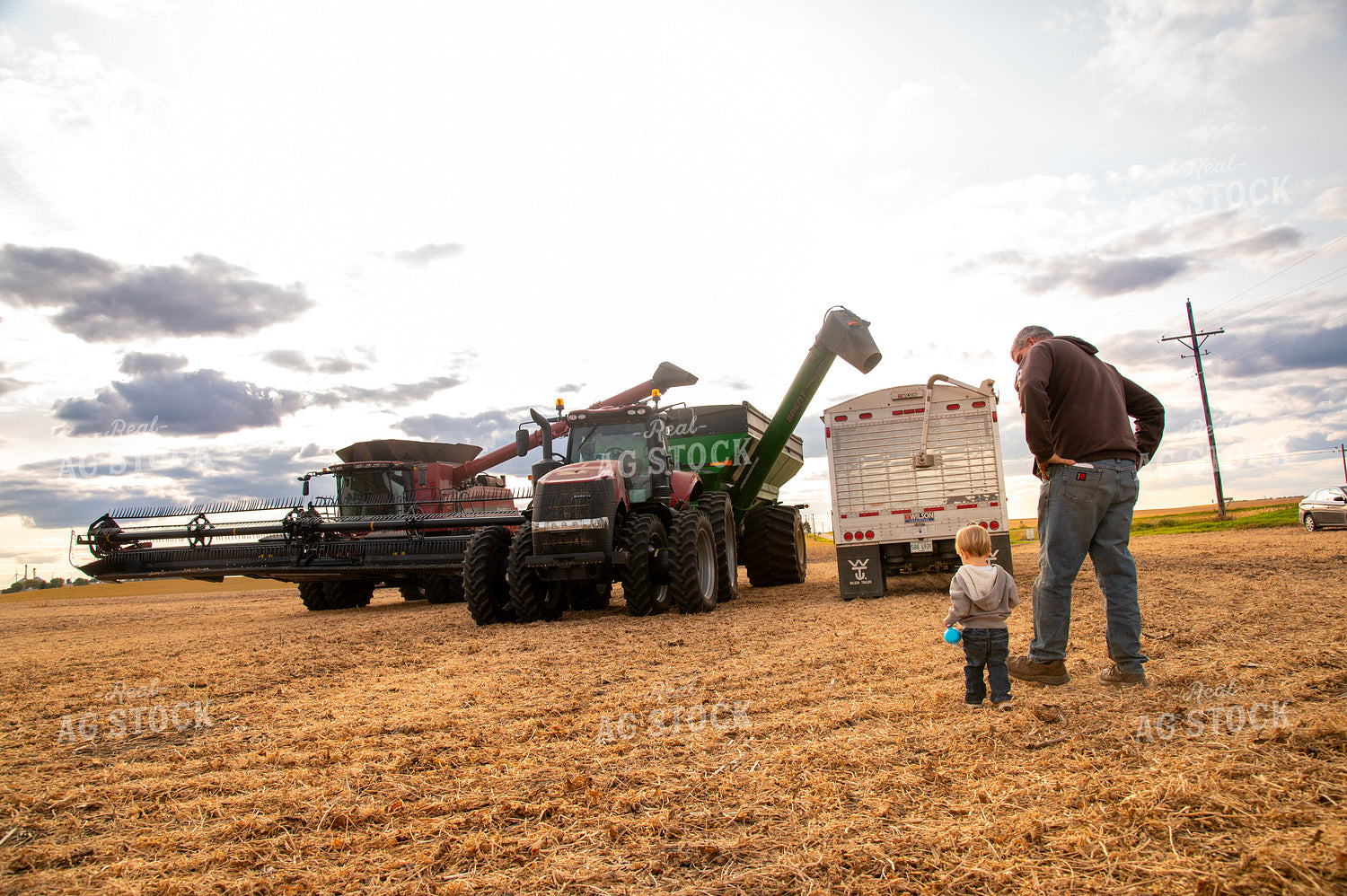 Farmer with Grandson in Bean Field 25676