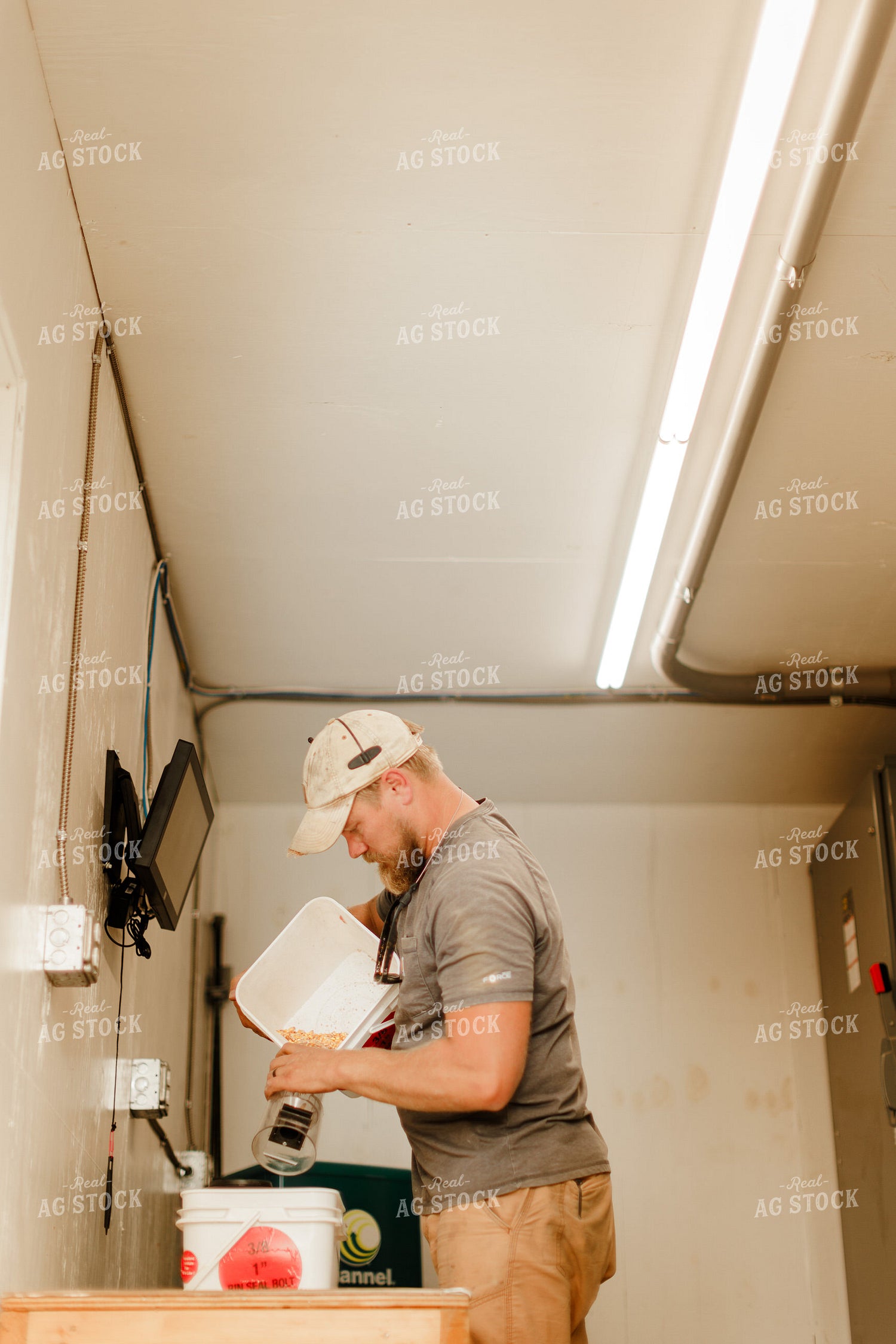 Farmer Checking Moisture of Stored Corn 9327