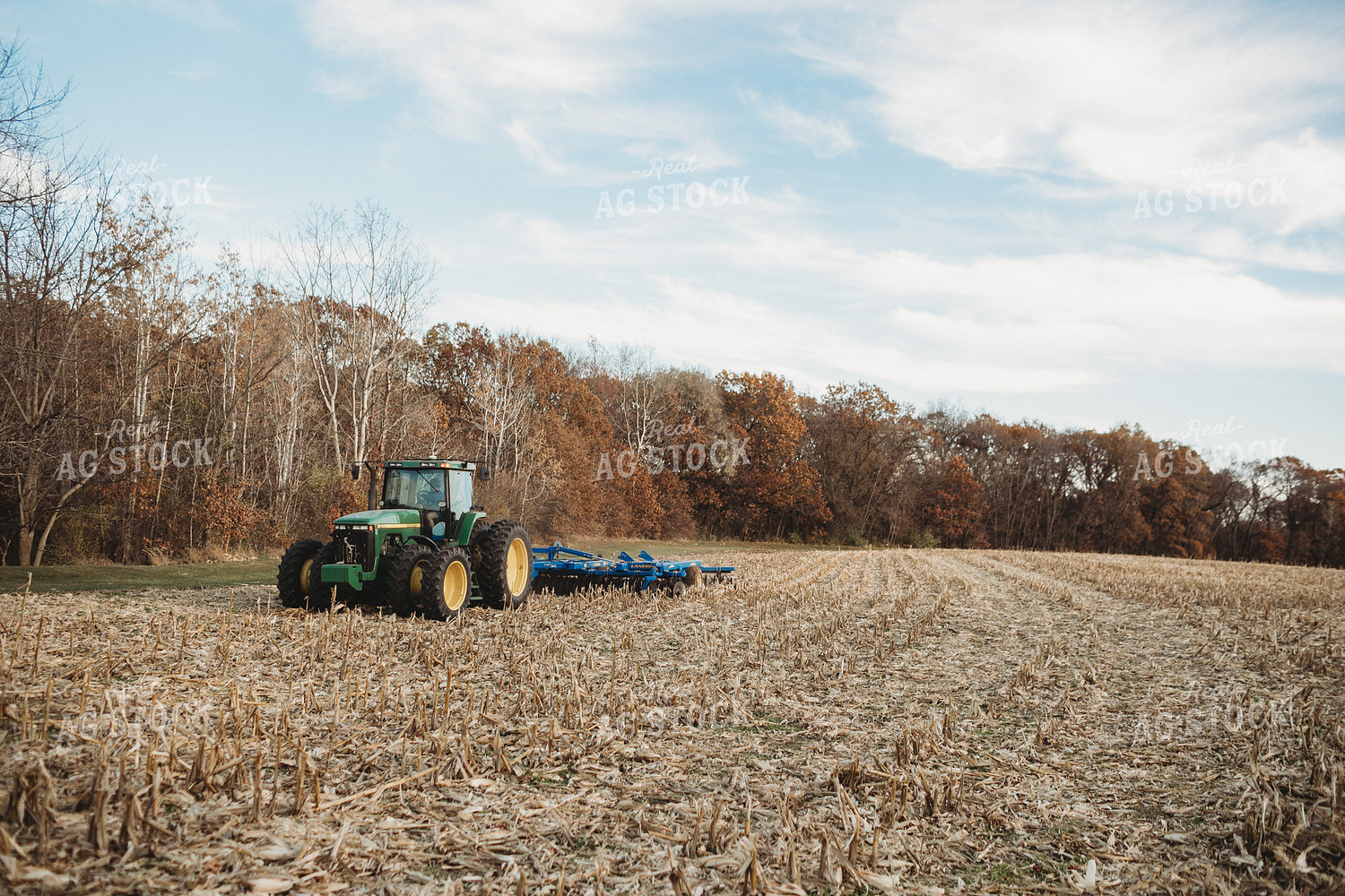 Tractor Disking Corn Field 3629