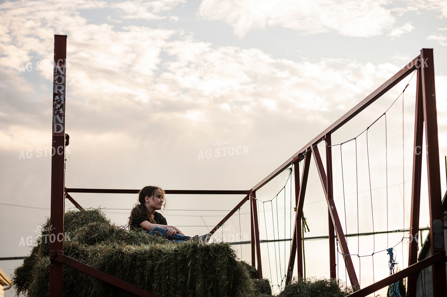 Farm Kid on Hay Wagon 195038