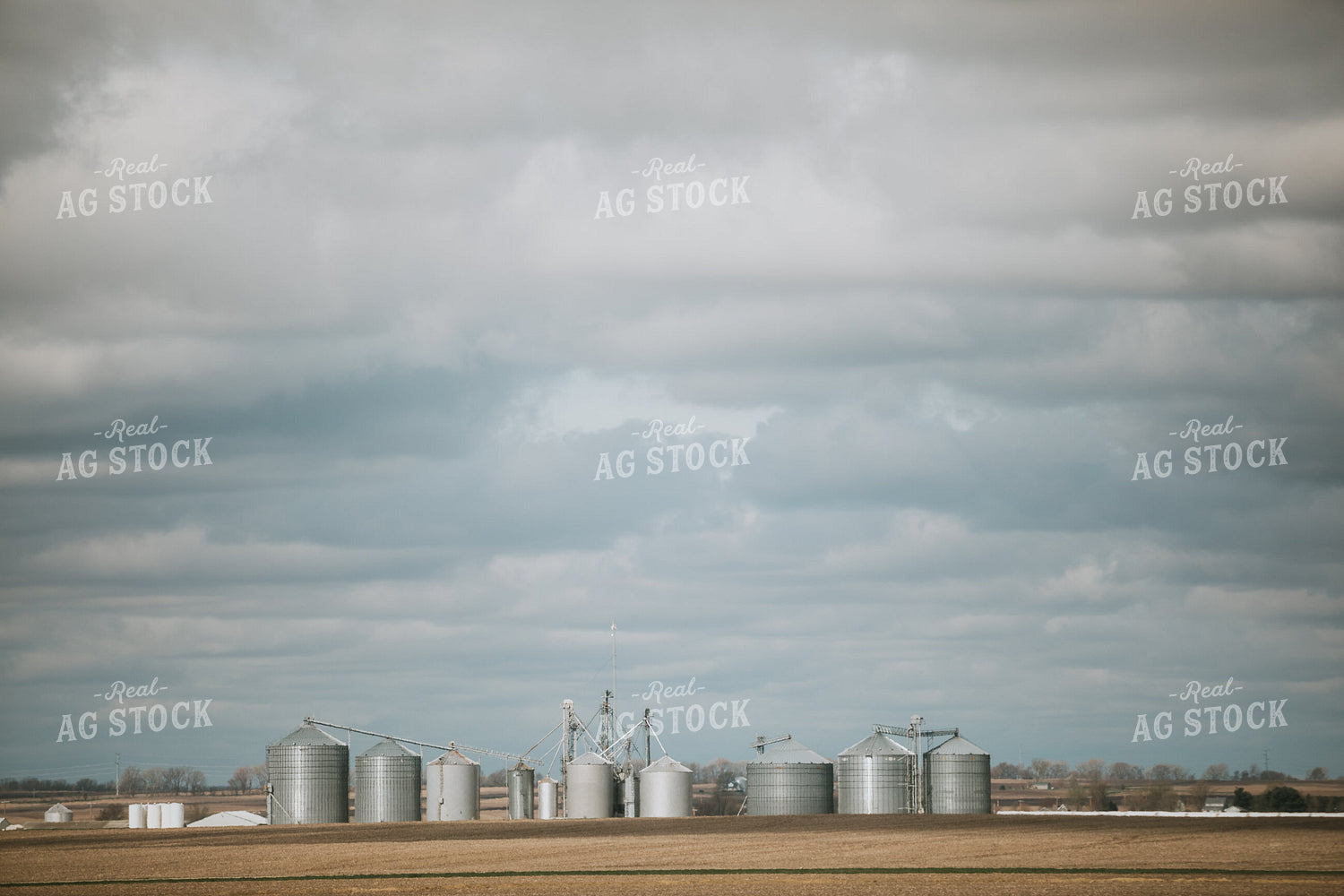 Unplanted Field in Spring with Grain Bins 5404