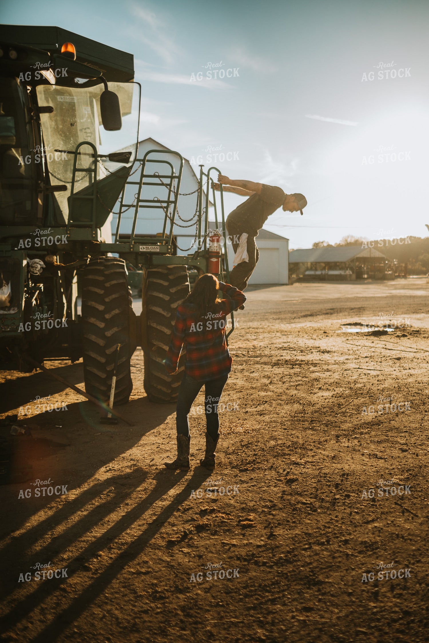 Farmer and Farm Wife with Combine 5049