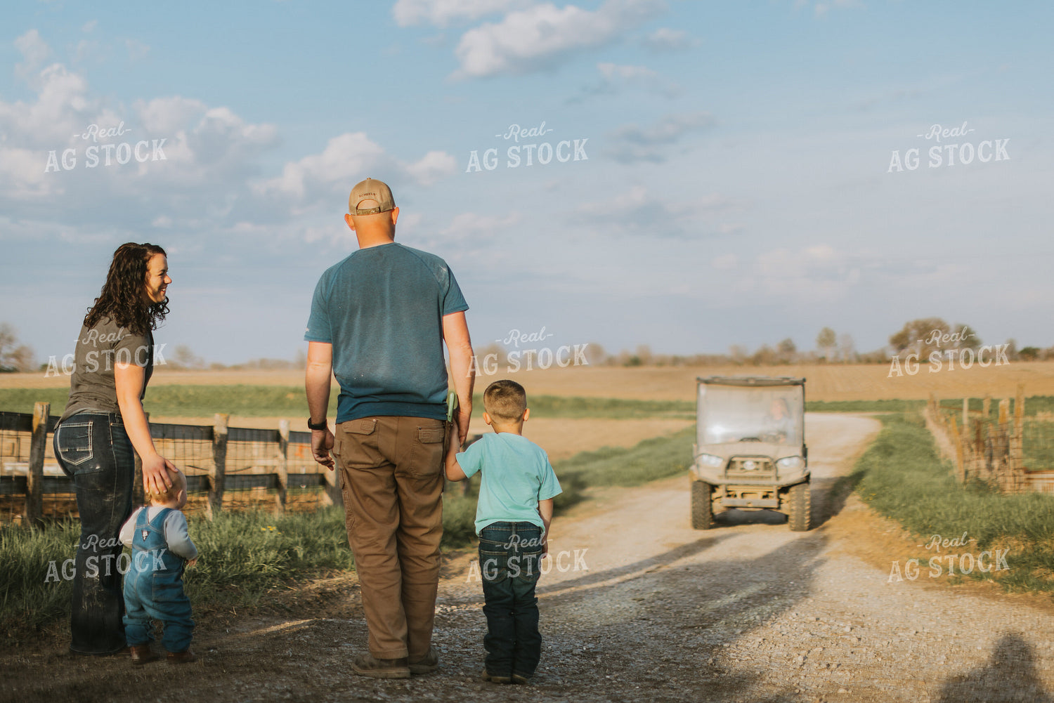 Farm Family Walking Down Road 7411