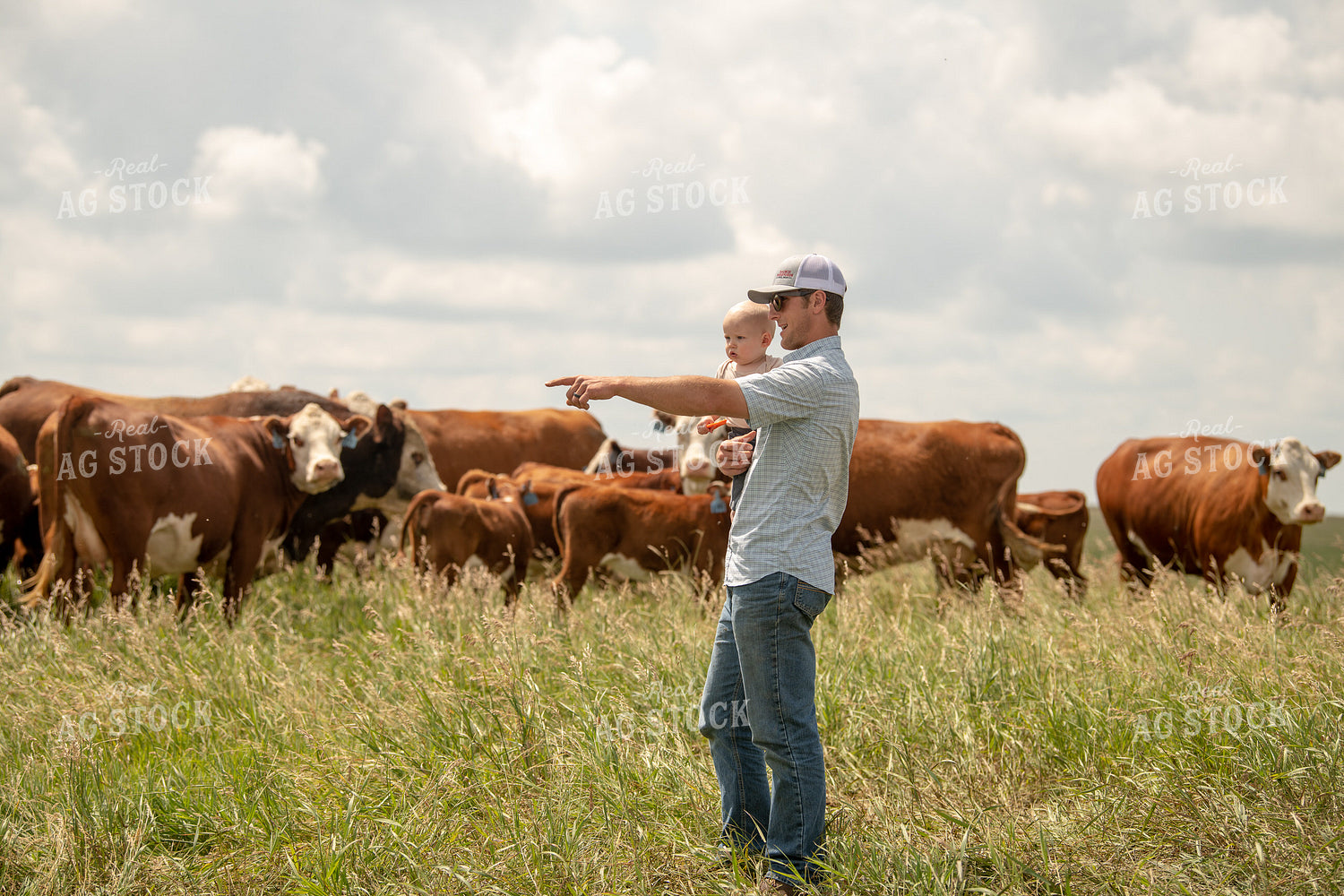 Farmer and Son in Pasture 212055