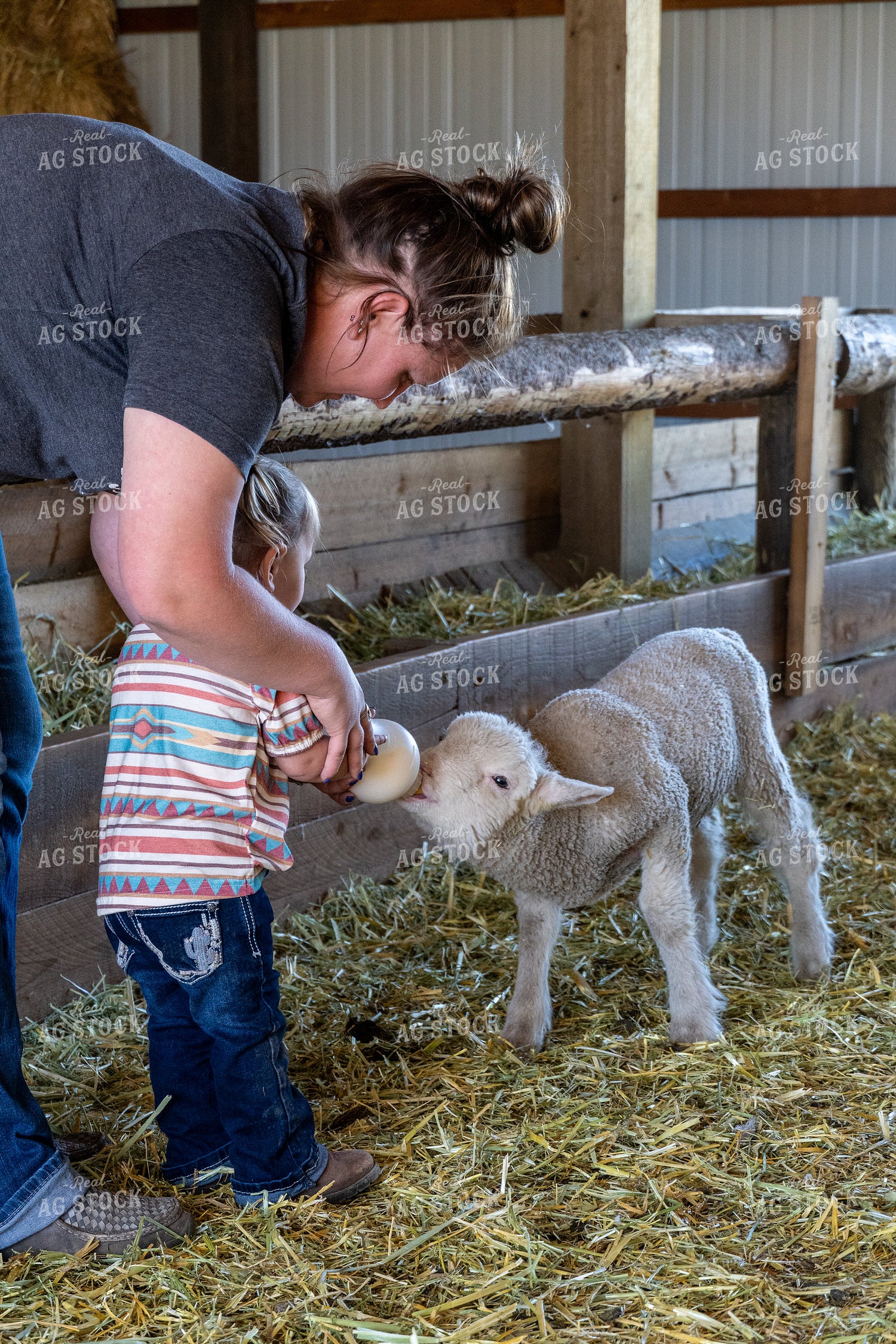 Farm Kid Bottle Feeding Lamb 65172