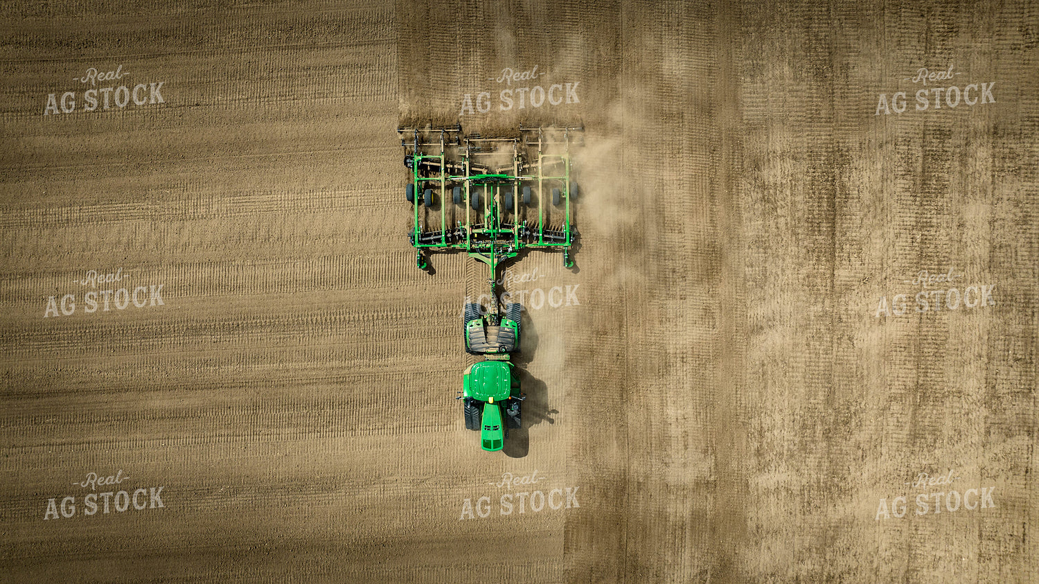 Aerial View of Tractor Pulling a High Speed Disk 56585