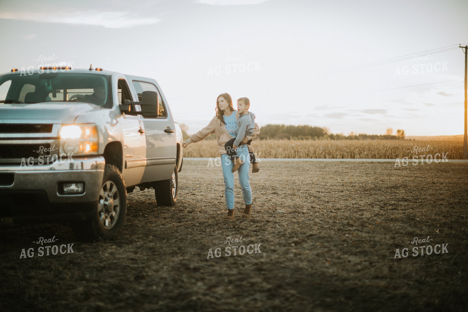 Farm Mom in Field with Son 6749