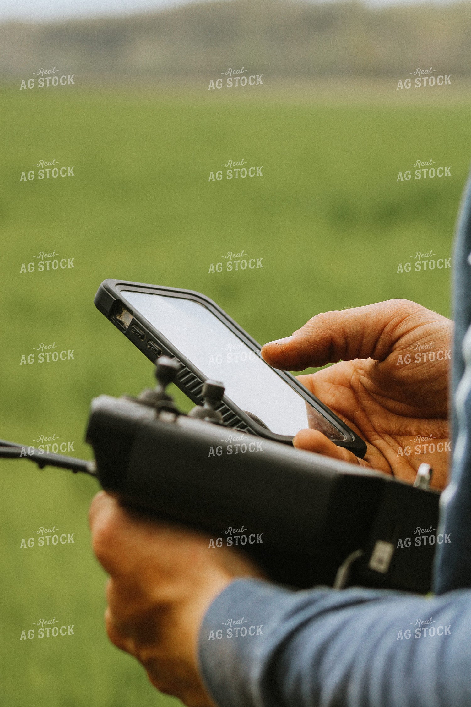 Close Up of Farmer's Hands Flying Drone 101041