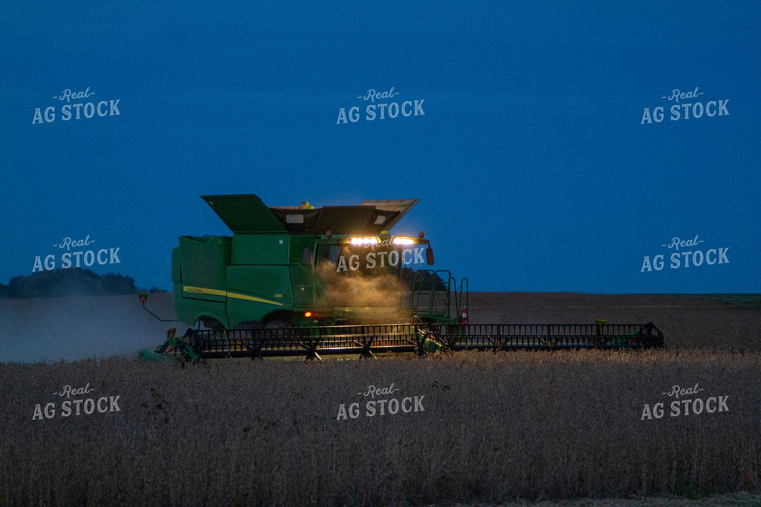 Combining Soybeans at Night 79093