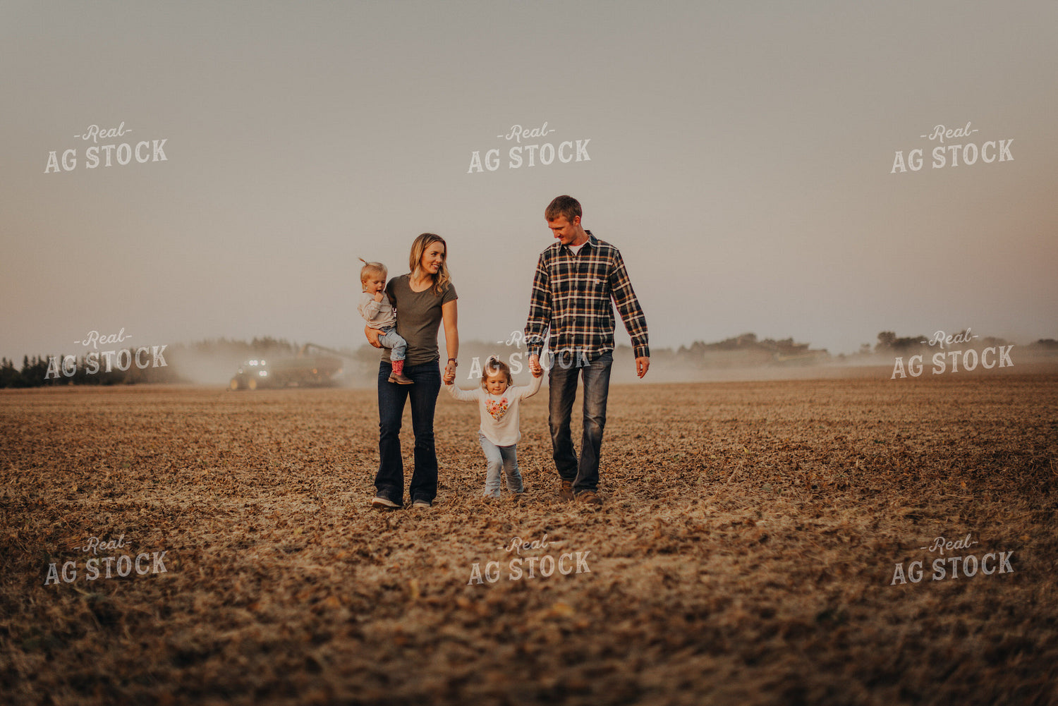 Farm Family Walking in Field 9274