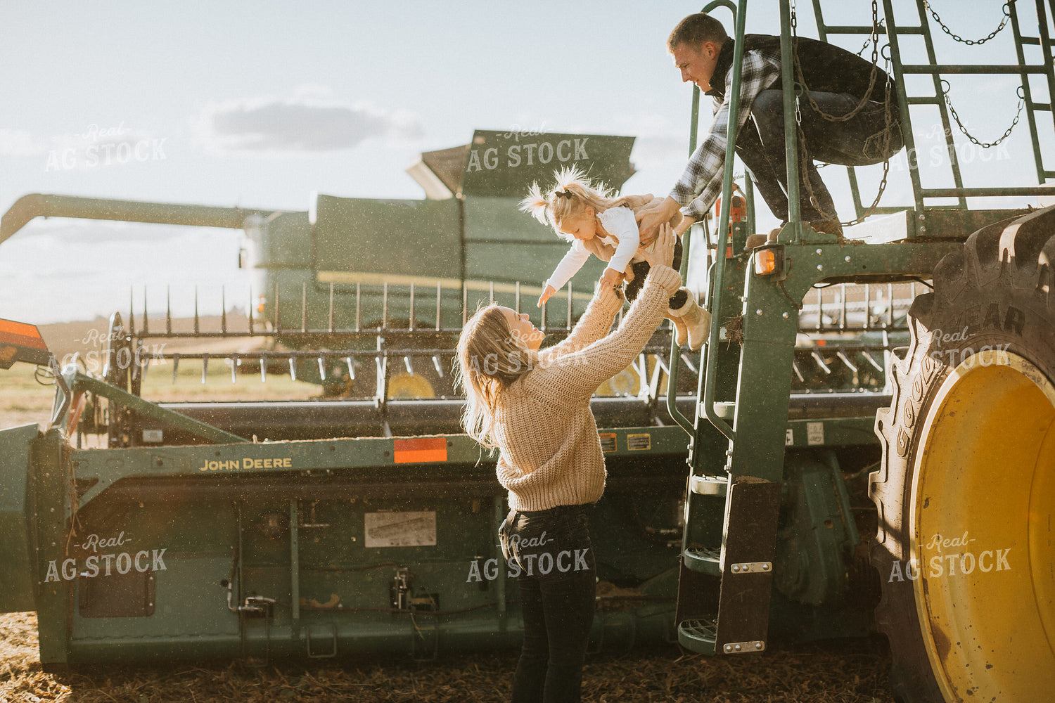 Farm Family Getting Out of Combine 6871