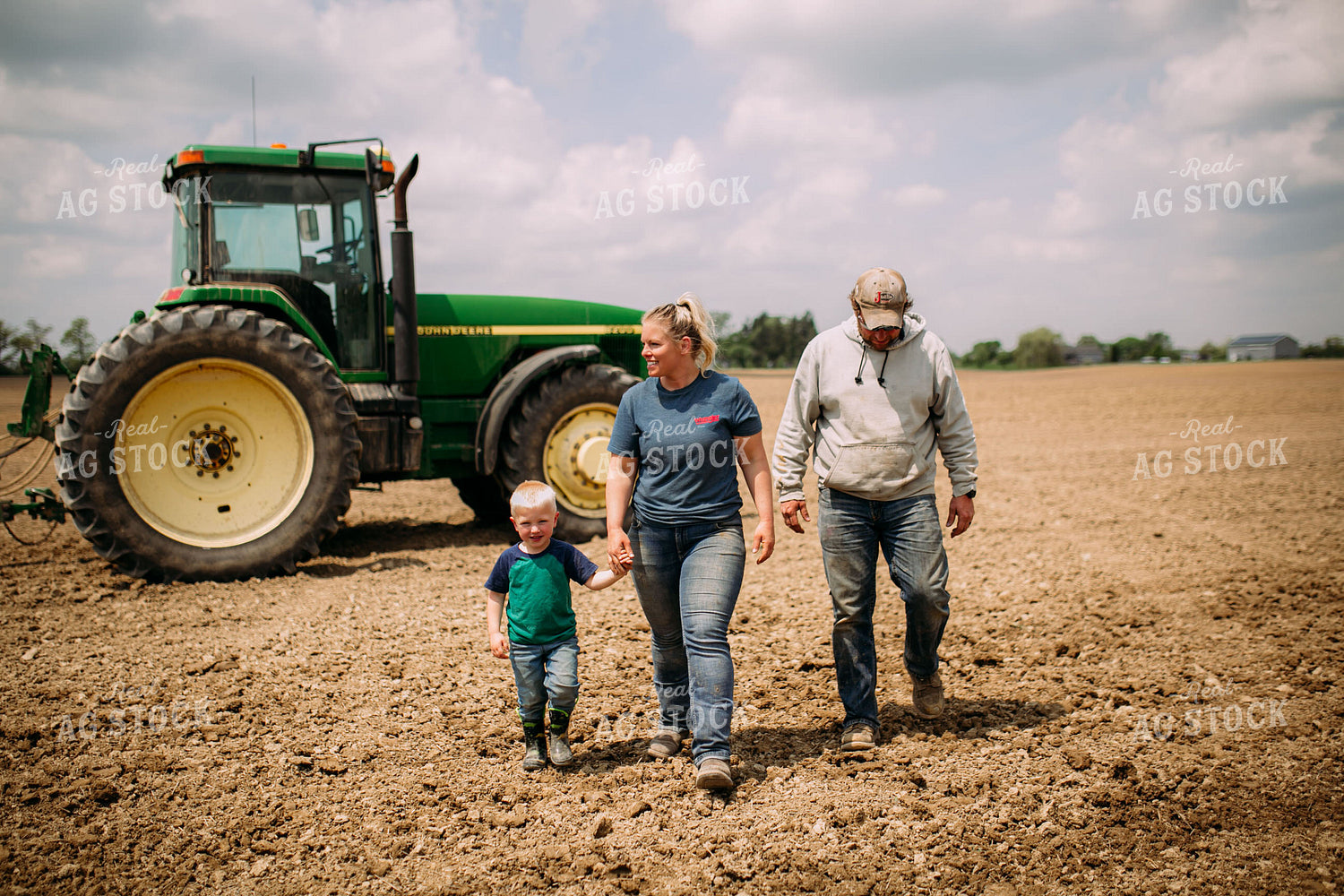 Farm Family Walking by Tractor 169083