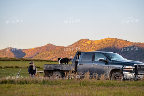 Female Rancher with Dog 163005