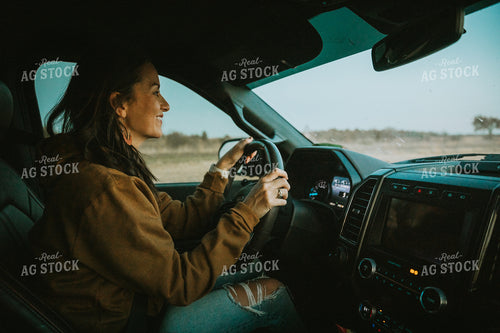 Female Farmer Driving Car 7013