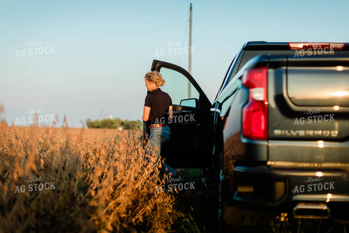 Female Agronomist Getting out of Truck 8336