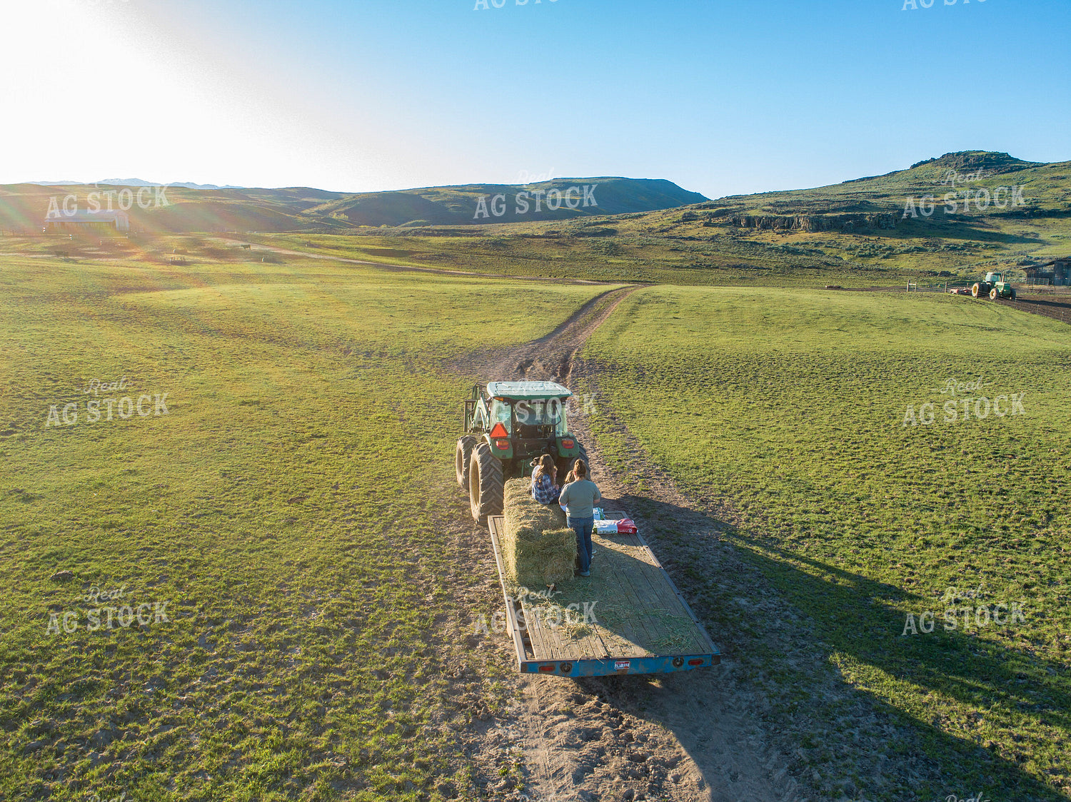 Aerial of Farm Family on Hay Wagon 122043