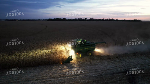 Aerial of Corn Harvest at Night 65564