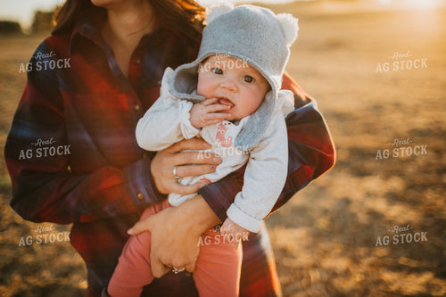 Farm Mom and Wife with Baby in Soybean Field 5102