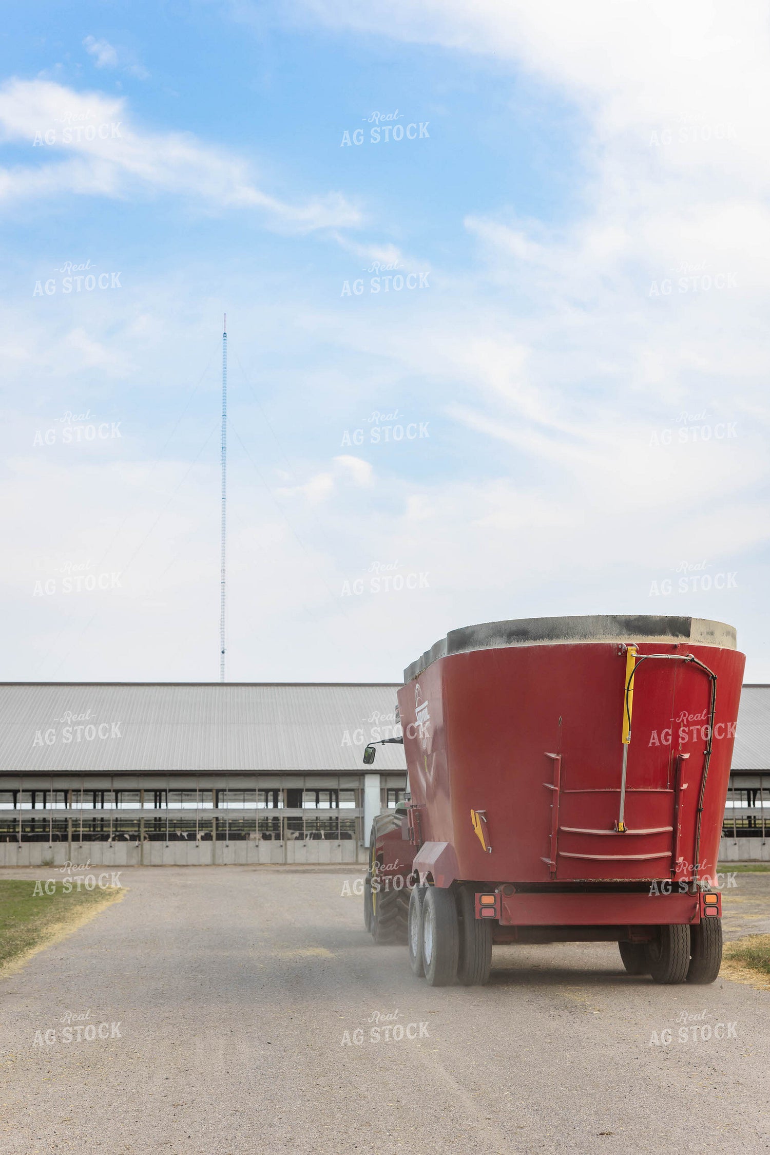 Feed Wagon Approaching Dairy Barn 152647