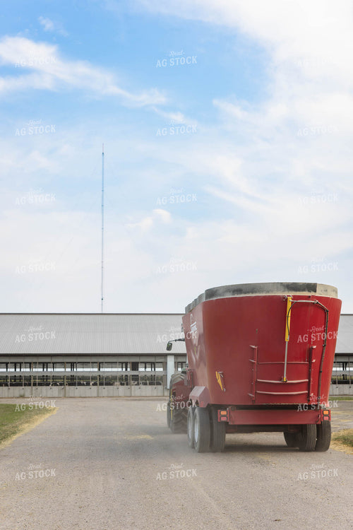 Feed Wagon Approaching Dairy Barn 152647