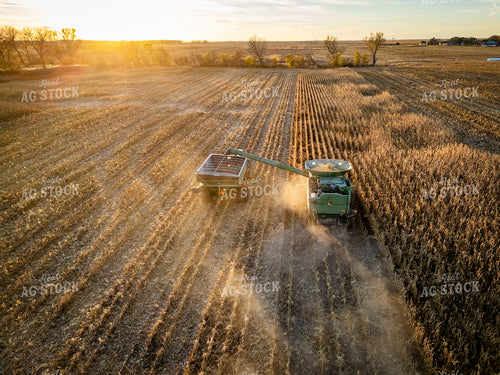 Aerial of Corn Harvest at Sunset 268234