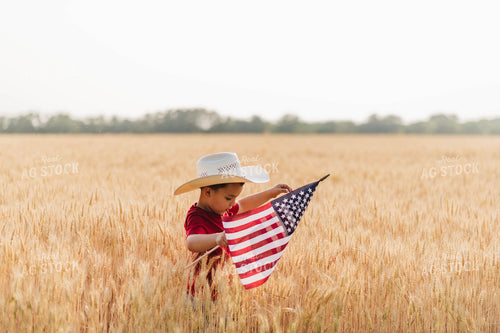 Farm Kid with American Flag 115078