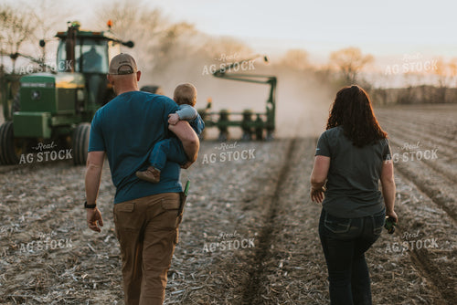 Farm Family Walking Toward Planter 7467