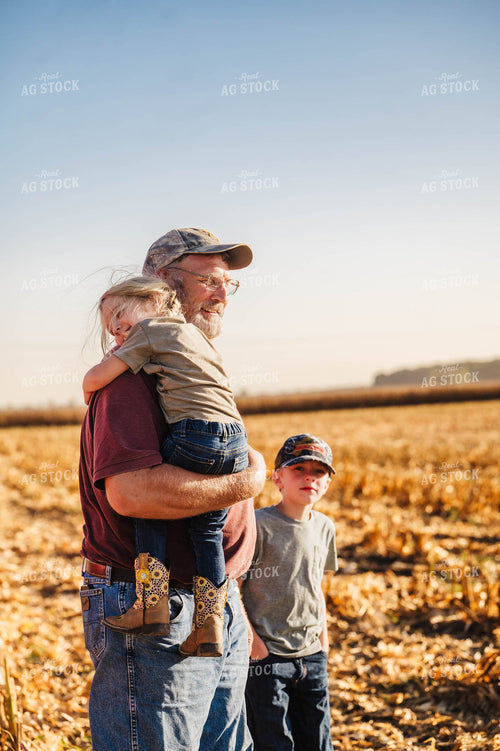Farm Kids with Grandpa in Field 115369